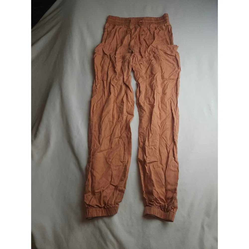 Indigo Rein Womens Terracotta Orange Chambray Jogger Pants Drawstring Size Small